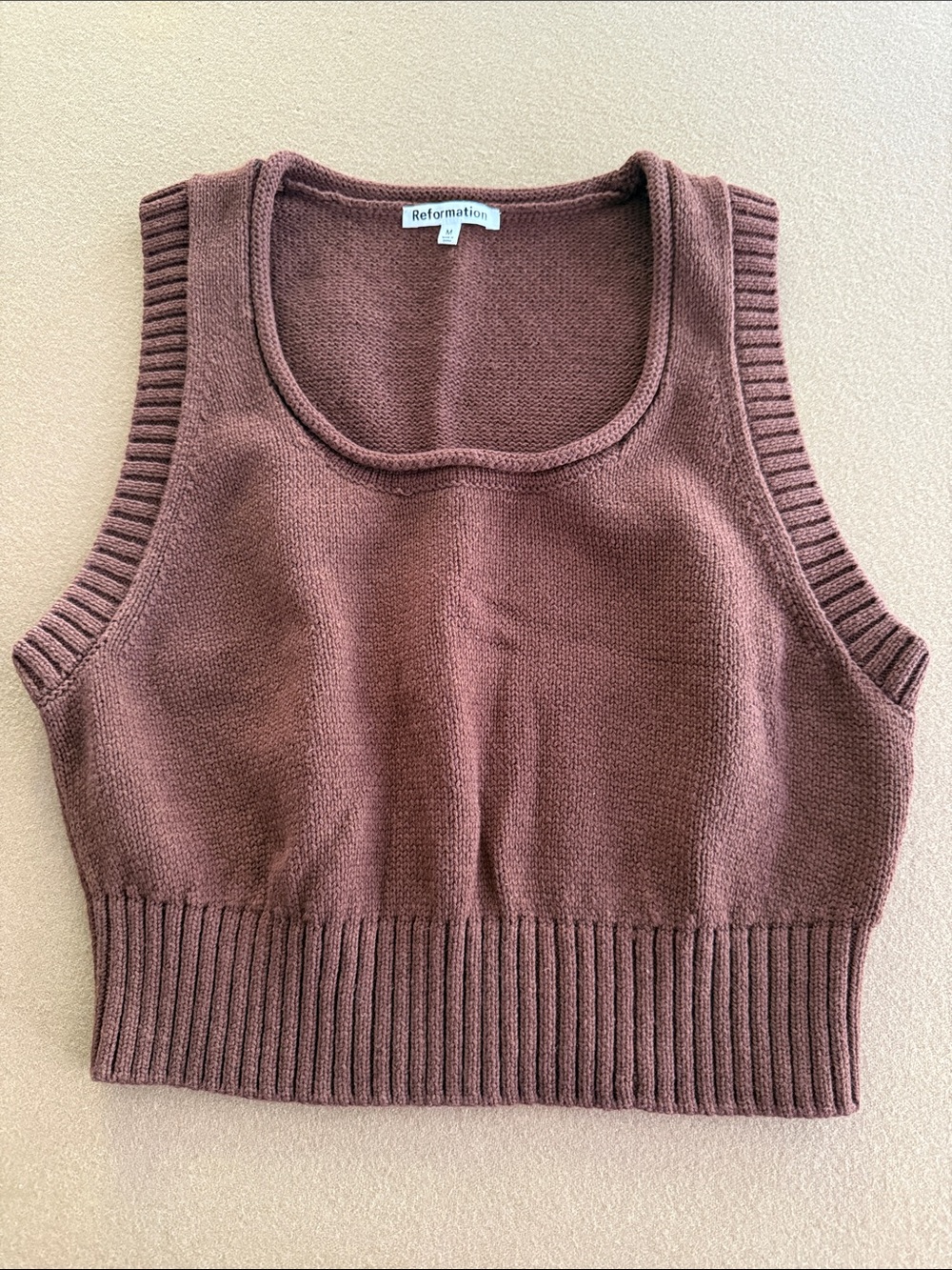 Reformation Brown cotton Knit Crop Tank vest